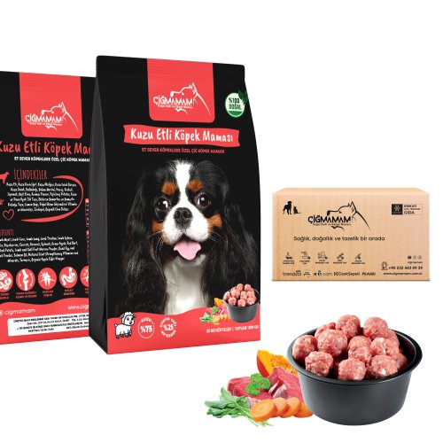 Kuzu Etli Köfte 4 Kg 1000 Gr 4 Adet Çiğmamam Barf Köpek Maması