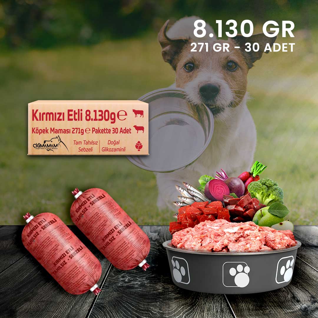 Çiğmamam - Kırmızı Etli BARF Köpek Maması 8.130 Gr - 271 Gr'lık