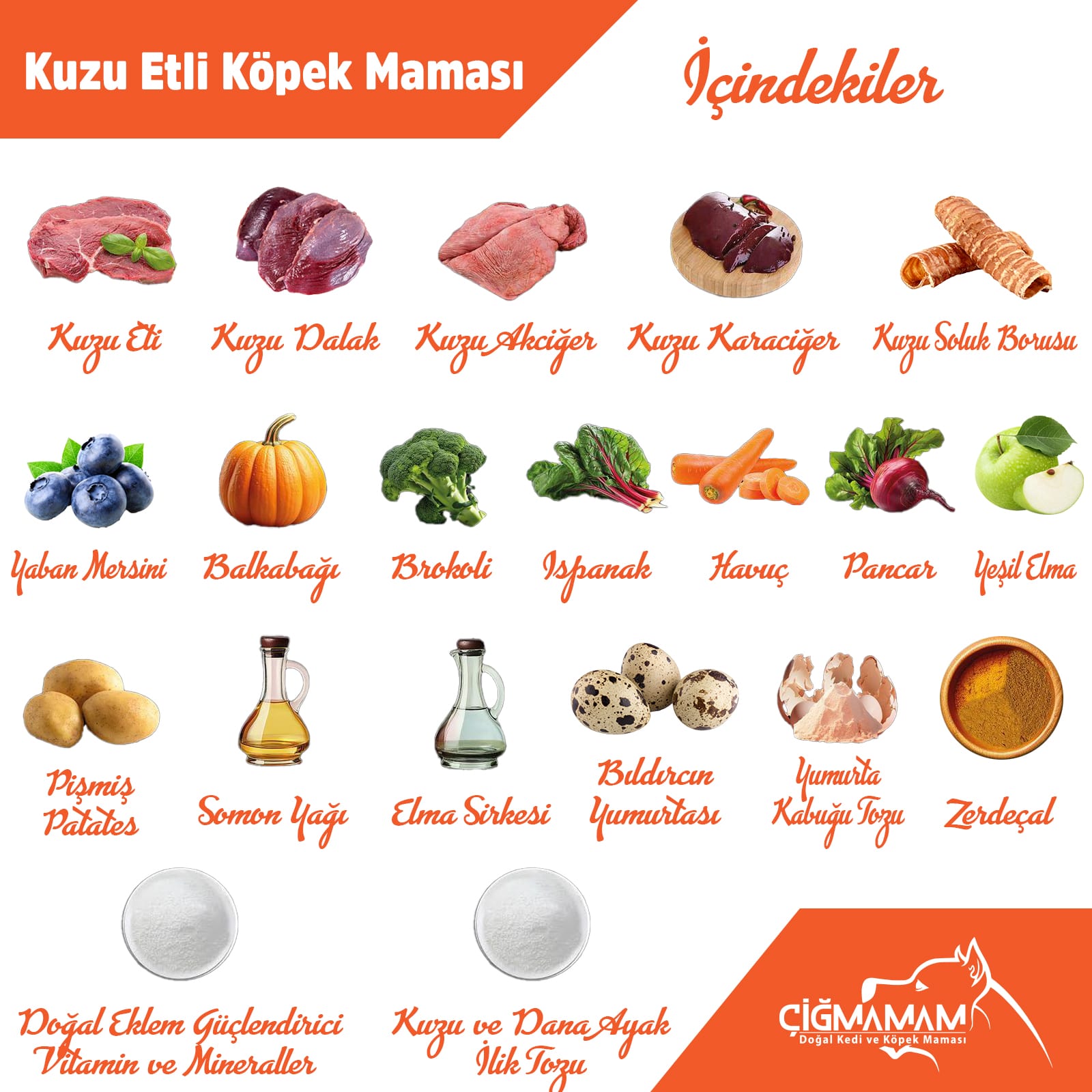 Kuzu Etli   BARF Köpek Köftesi 2 Kg - 1000 Gr'lık