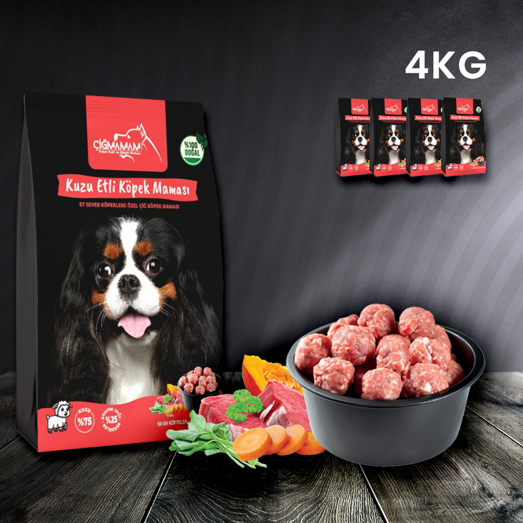 Çiğmamam - Kuzu Etli BARF Köpek Köftesi 4 Kg - 1000 Gr'lık